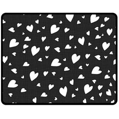 Black And White Hearts Pattern Fleece Blanket (medium)  by Valentinaart