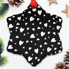 Black And White Hearts Pattern Snowflake Ornament (two Sides) by Valentinaart