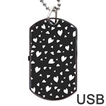 Black and white hearts pattern Dog Tag USB Flash (One Side) Front