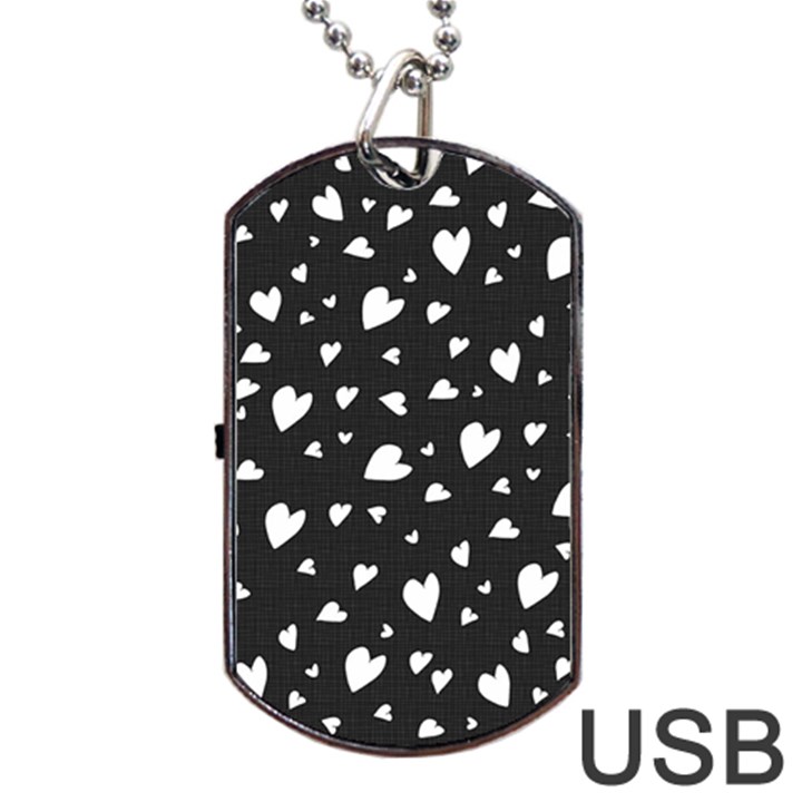 Black and white hearts pattern Dog Tag USB Flash (One Side)