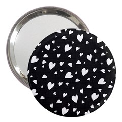 Black And White Hearts Pattern 3  Handbag Mirrors by Valentinaart