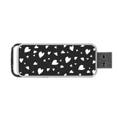 Black And White Hearts Pattern Portable Usb Flash (two Sides) by Valentinaart