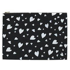 Black And White Hearts Pattern Cosmetic Bag (xxl)  by Valentinaart