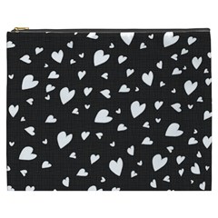 Black And White Hearts Pattern Cosmetic Bag (xxxl)  by Valentinaart