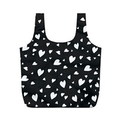 Black And White Hearts Pattern Full Print Recycle Bags (m)  by Valentinaart