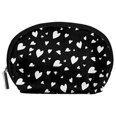 Black And White Hearts Pattern Accessory Pouches (large)  by Valentinaart