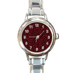 Red Coral Pattern Round Italian Charm Watch by Valentinaart