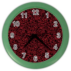 Red Coral Pattern Color Wall Clocks by Valentinaart