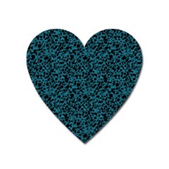 Blue Coral Pattern Heart Magnet by Valentinaart