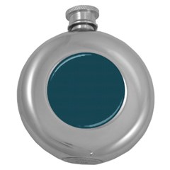 Blue Texture Round Hip Flask (5 Oz) by Valentinaart