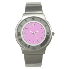 Pink Texture Stainless Steel Watch by Valentinaart