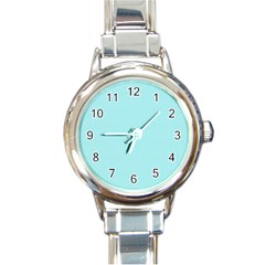 Light Blue Texture Round Italian Charm Watch by Valentinaart