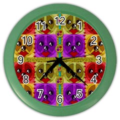 Peace Dogs Color Wall Clocks by pepitasart