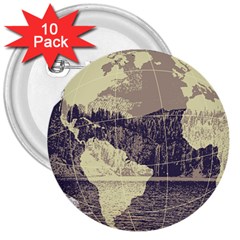 River Globe 3  Buttons (10 Pack) 