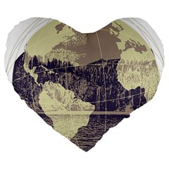 River Globe Large 19  Premium Flano Heart Shape Cushions