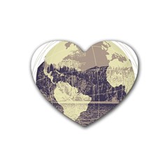 River Globe Rubber Coaster (heart)  by MTNDesignco