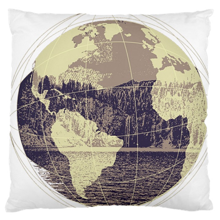 River Globe Large Flano Cushion Case (Two Sides)