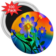 Abstract Flowers Bird Artwork 3  Magnets (100 Pack) by Nexatart