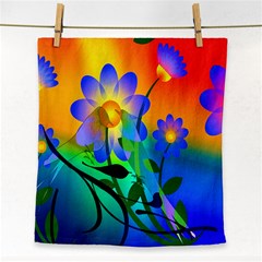 Abstract Flowers Bird Artwork Face Towel by Nexatart