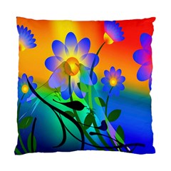 Abstract Flowers Bird Artwork Standard Cushion Case (two Sides) by Nexatart