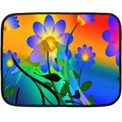 Abstract Flowers Bird Artwork Fleece Blanket (mini) by Nexatart