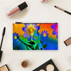 Abstract Flowers Bird Artwork Cosmetic Bag (small)  by Nexatart