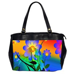 Abstract Flowers Bird Artwork Office Handbags (2 Sides)  by Nexatart