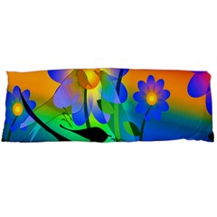 Abstract Flowers Bird Artwork Body Pillow Case (dakimakura) by Nexatart