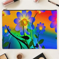 Abstract Flowers Bird Artwork Cosmetic Bag (xxxl)  by Nexatart