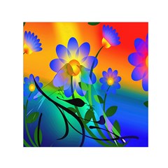 Abstract Flowers Bird Artwork Small Satin Scarf (square) by Nexatart