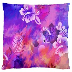 Abstract Flowers Bird Artwork Standard Flano Cushion Case (one Side) by Nexatart