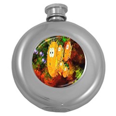 Abstract Fish Artwork Digital Art Round Hip Flask (5 Oz) by Nexatart