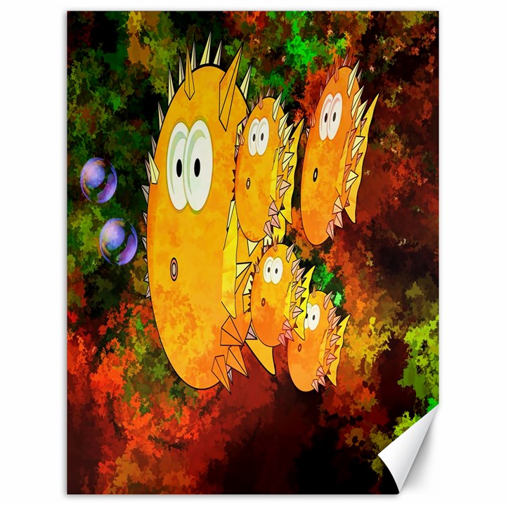 Abstract Fish Artwork Digital Art Canvas 12  x 16  