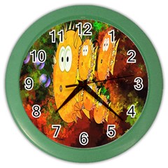 Abstract Fish Artwork Digital Art Color Wall Clocks by Nexatart