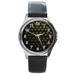 Abstract Skulls Death Pattern Round Metal Watch Front