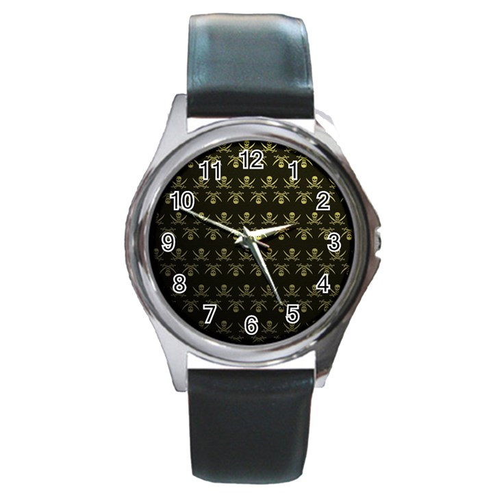 Abstract Skulls Death Pattern Round Metal Watch