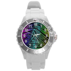 Abstract Background Rainbow Metal Round Plastic Sport Watch (l) by Nexatart