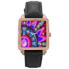 Abstract Digital Art  Rose Gold Leather Watch  by Nexatart