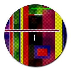 Abstract Art Geometric Background Round Mousepads by Nexatart