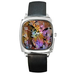 Abstract Digital Art Square Metal Watch