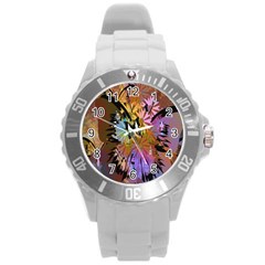 Abstract Digital Art Round Plastic Sport Watch (l) by Nexatart