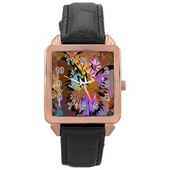 Abstract Digital Art Rose Gold Leather Watch  by Nexatart