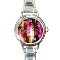 Abstract Background Design Squares Round Italian Charm Watch