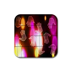 Abstract Background Design Squares Rubber Square Coaster (4 Pack) 