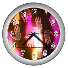 Abstract Background Design Squares Wall Clocks (silver)  by Nexatart