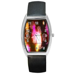 Abstract Background Design Squares Barrel Style Metal Watch