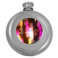 Abstract Background Design Squares Round Hip Flask (5 Oz)