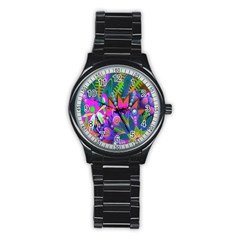 Abstract Digital Art  Stainless Steel Round Watch