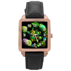 Abstract Balls Color About Rose Gold Leather Watch  by Nexatart