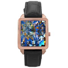 Abstract Farm Digital Art Rose Gold Leather Watch  by Nexatart